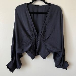 Zara Button Front Crop Top